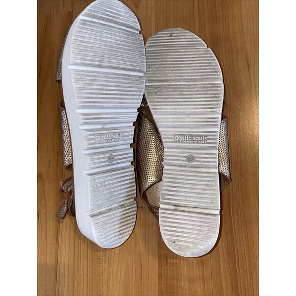 Gentle‎ Souls Prisca Cross Band Size 9.5 Leather Platform Sandals Rose Gold - Picture 12 of 12